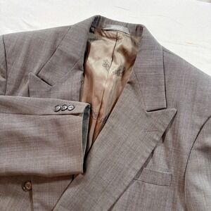 J. Canfield Double Breasted Blazer Mens Gray Micro Pattern Suit Jacket USA Made